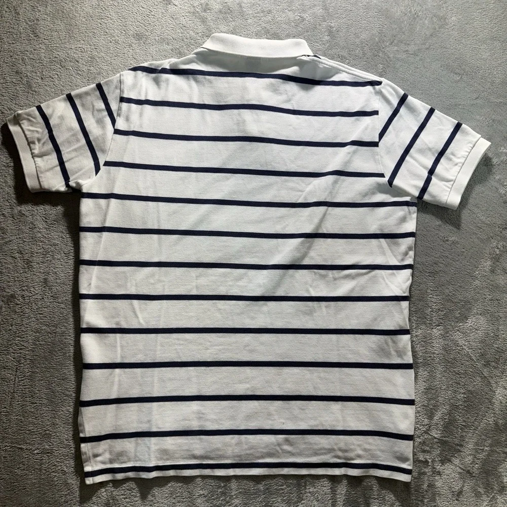 Polo Ralph Lauren Polo Shirt Mens XL White Blue‎ Striped Preppy Casual